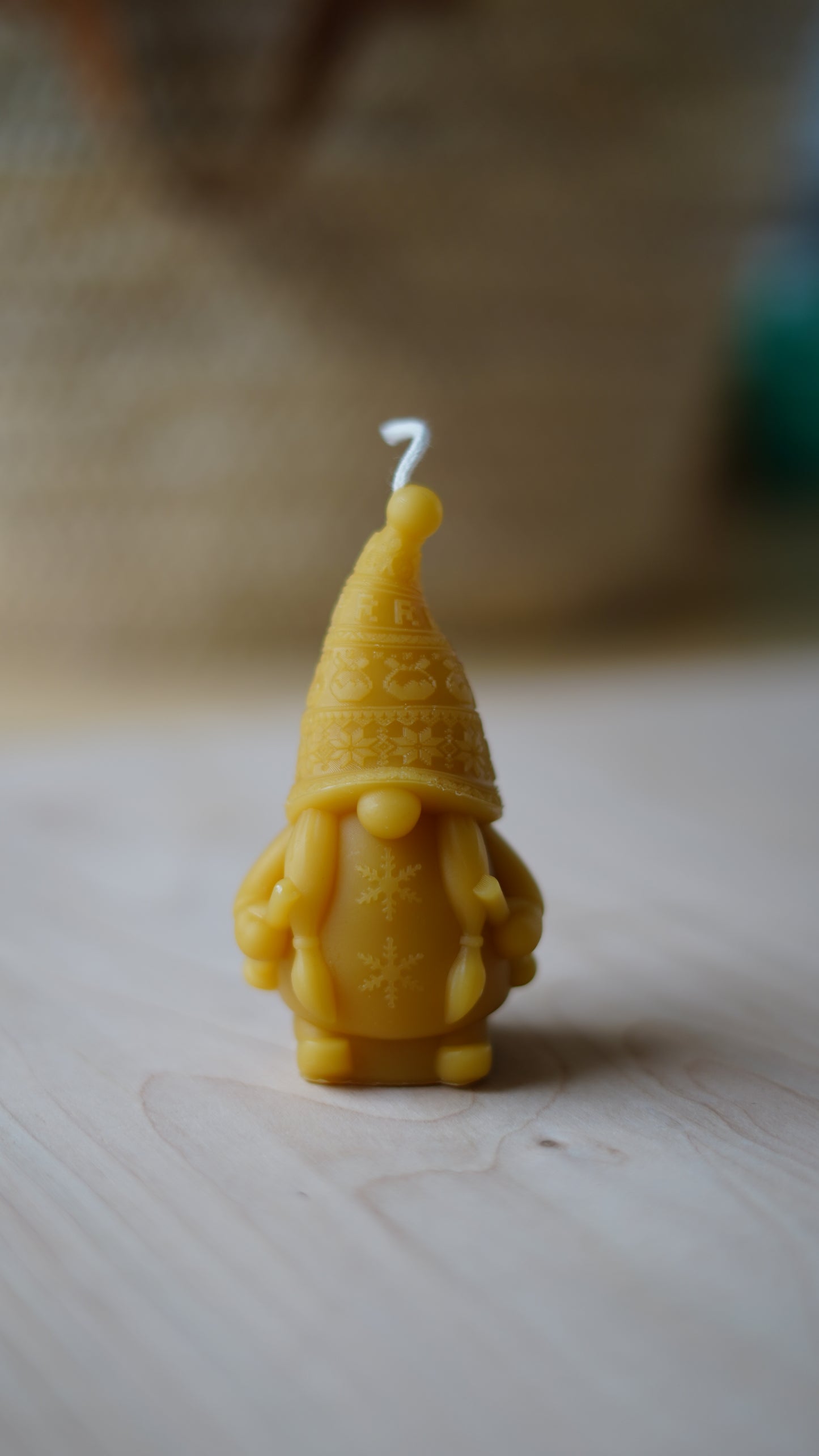 Pure Organic Beeswax Gnome Candle – Hand-Poured Holiday Decor