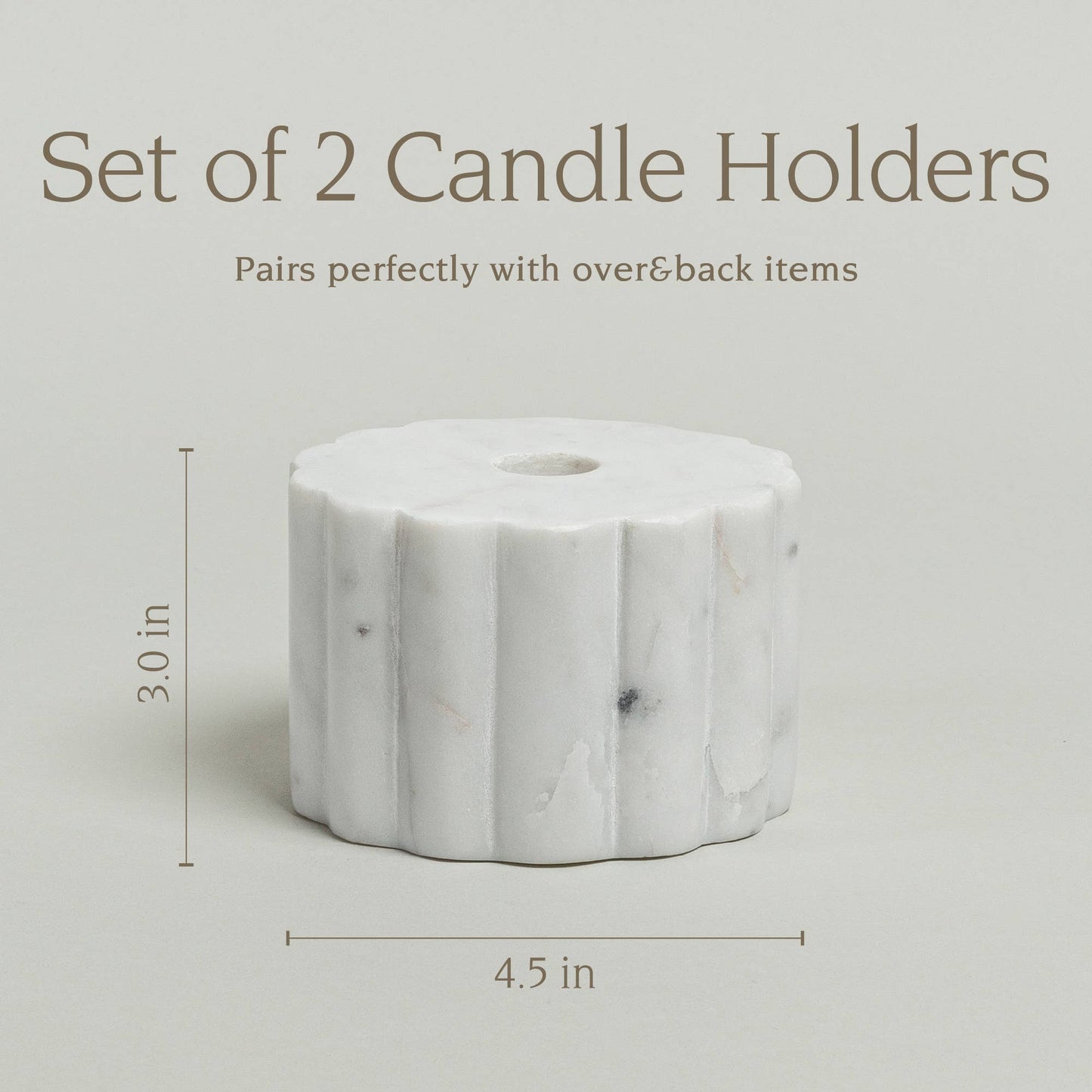 Marble Ribbed Candle Holders - Set of 2