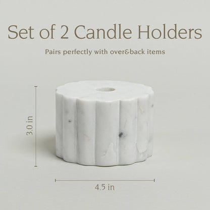Marble Ribbed Candle Holders - Set of 2