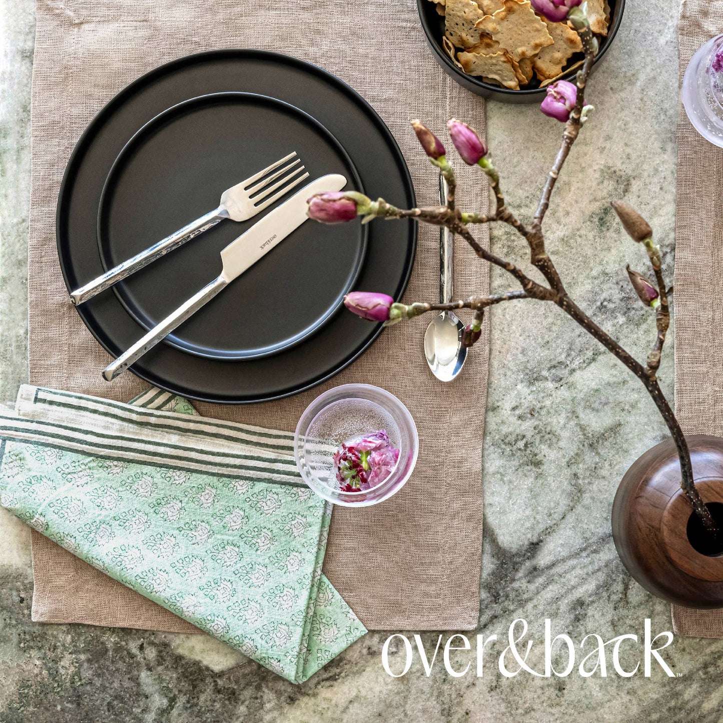 Hand-Blocked Cloth Napkins: Pink Bloom - Set of 4