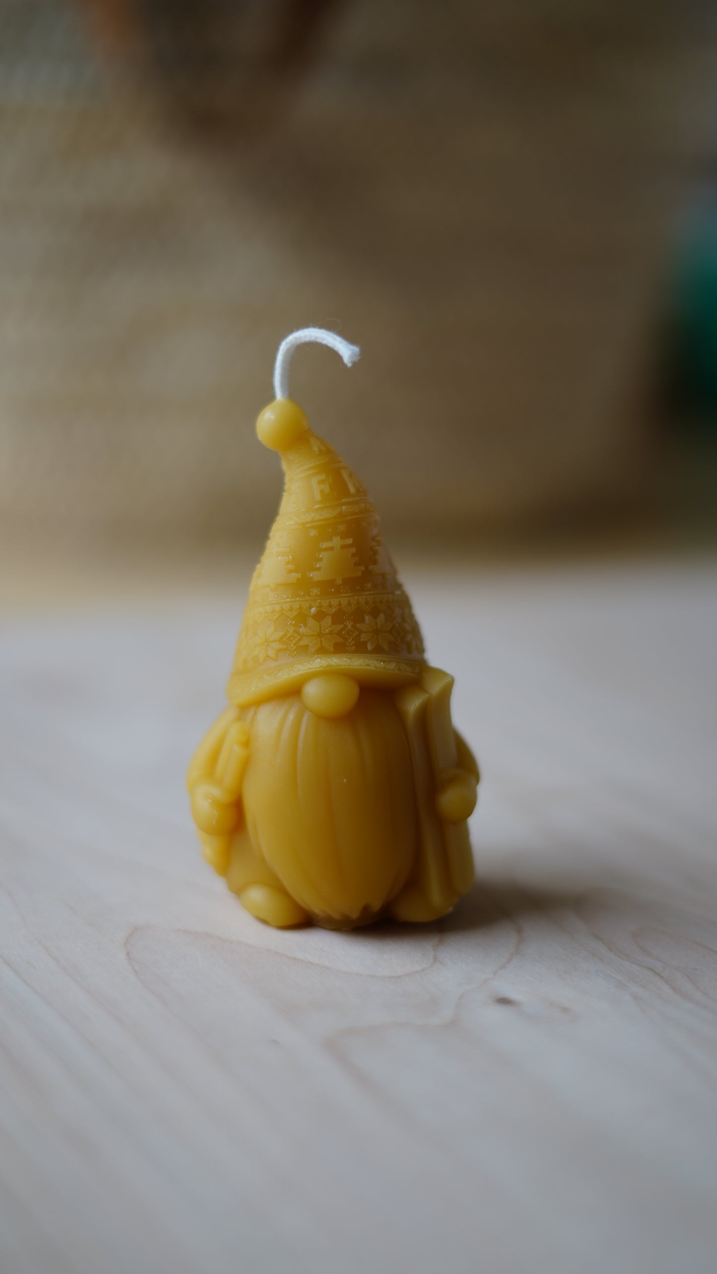 Pure Organic Beeswax Gnome Candle – Hand-Poured Holiday Decor