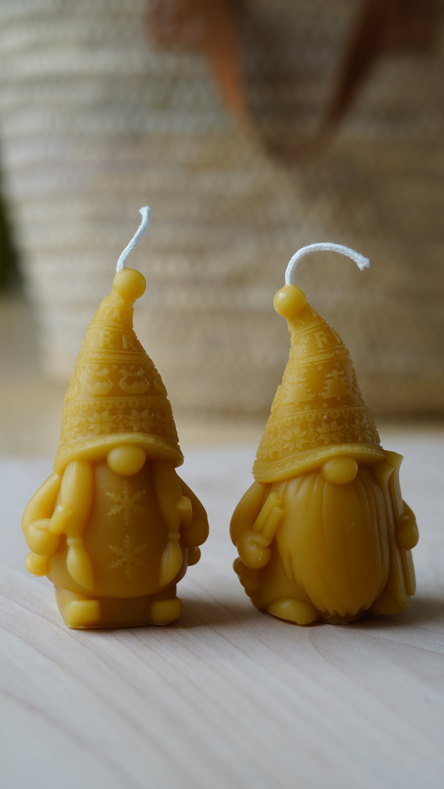 Pure Organic Beeswax Gnome Candle – Hand-Poured Holiday Decor