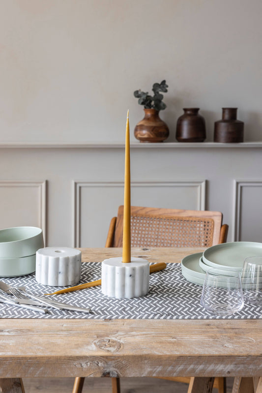 Marble Ribbed Candle Holders - Set of 2
